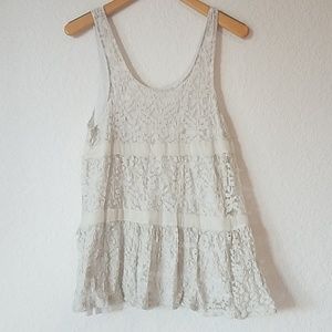 Free People Ivory Lace Tunic Top